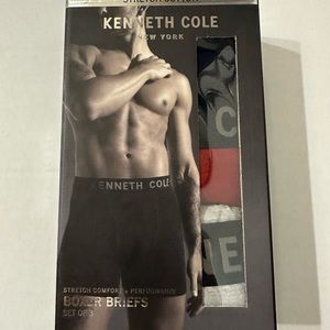 Kenneth Cole Boxer Briefs Men's Sz: L Blue Red Gray 3 Piece Cotton Underwear NWT
